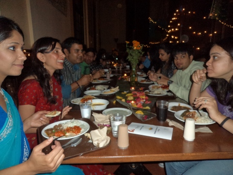 Glowing with the lights! Residents in the Dining at Diwali Dinner'11