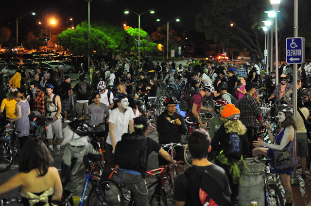 The Zombie East Bay Bike Party starts at a Bart station