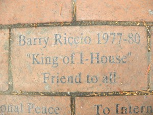 The patio brick that friends inscribed to honor my husband