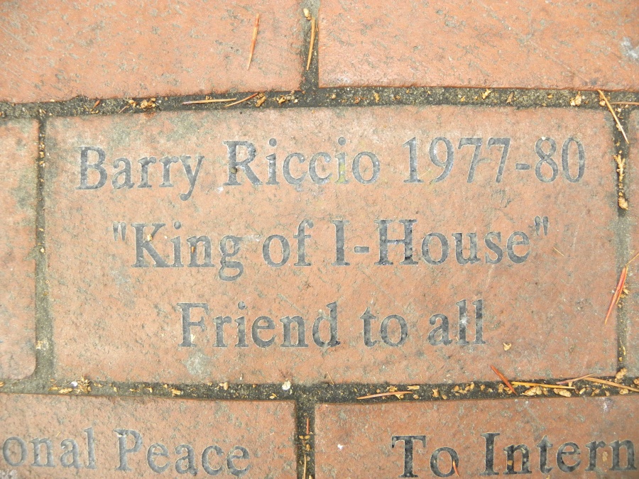 The patio brick that friends inscribed to honor my husband