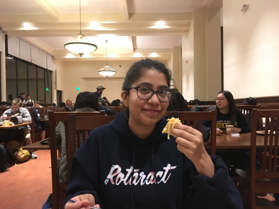 Prospective resident, Liliana, enjoys a meal at I-House