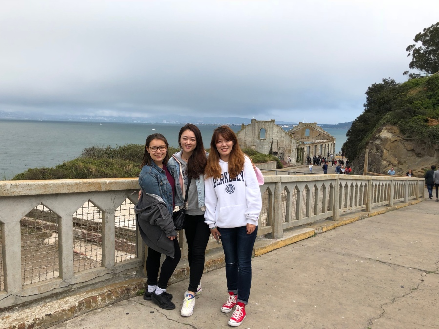 I-House residents during a group trip to Alcatraz Island in San Francisco
