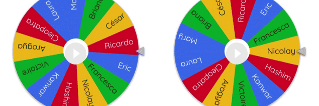 Screenshot of the spin-the-wheel app that randomly selected winners for the Big Give raffle

