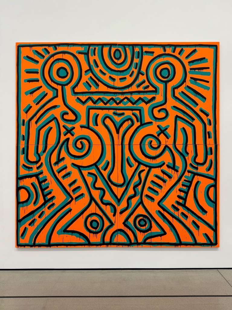 Keith Haring artwork with a lot of doodle-like work.