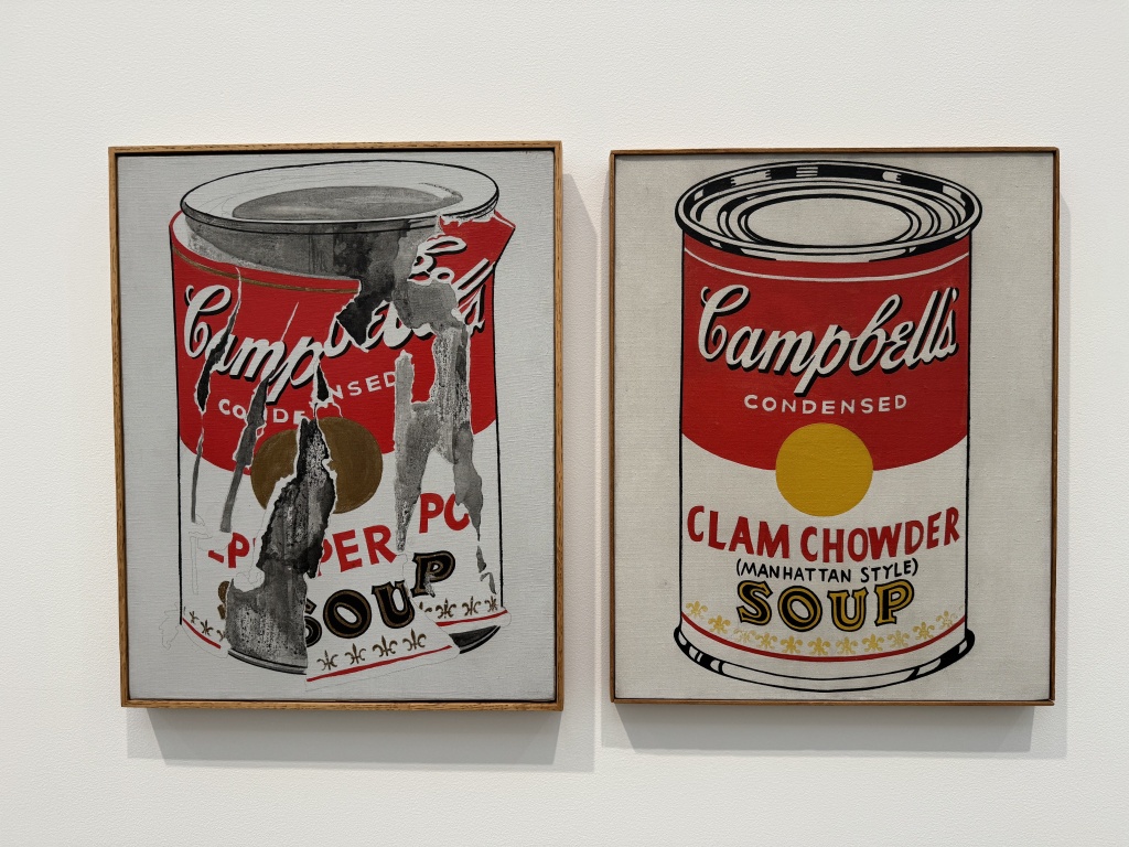 Artwork of soup cans by Andy Warhol.