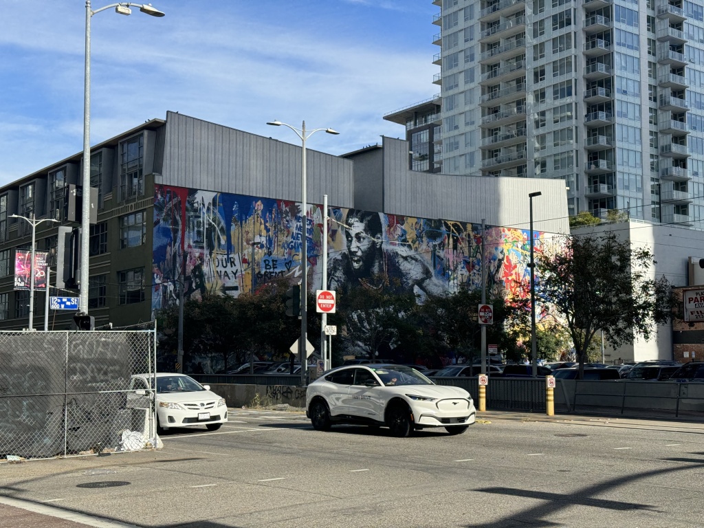 A mural depicting an NBA player.