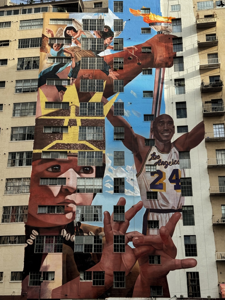 A mural depicting an NBA player.