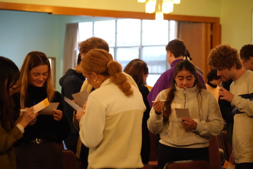 Residents interactions with the goal of finding people who fit the descriptions on their Bingo cards 